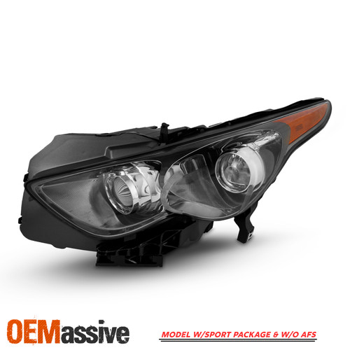 For 2009-2017 FX35 FX37 FX50 QX70 w/Sport Package w/o AFS Black Headlight Driver