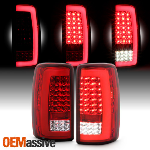 For 2000-2006 Chevy Suburban Tahoe GMC Yukon Full LED C-Tube Red Clear Tail Lamp