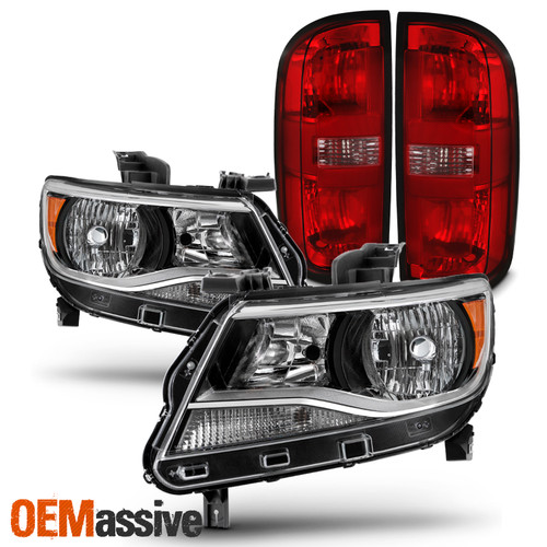 For 2015-2022 Chevy Colorado Halogen Headlights + Red Clear Tail Light Pair 4Pcs