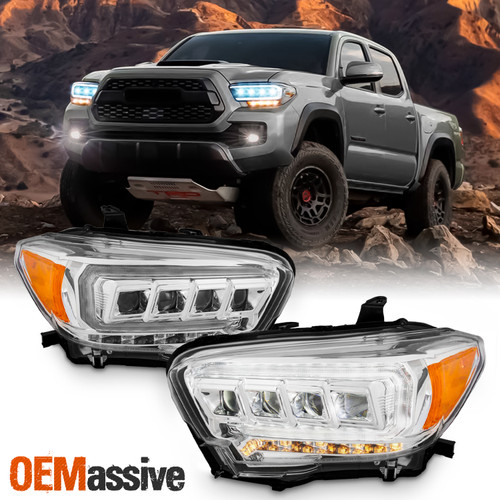For 16-23 Tacoma SR/SR5 Halogen Type w/Sequential Projector Headlights Chrome