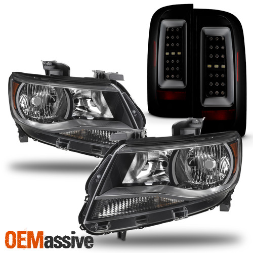 For 2015-2022 Chevy Colorado Halogen Headlights + LED Tube Black Smoke Tail Lamp