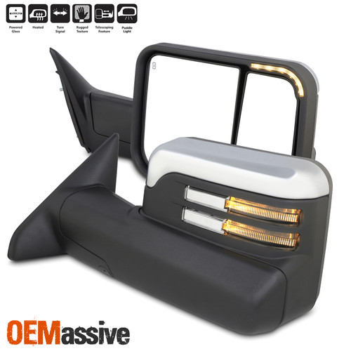 For 09-18 Ram 1500 2500 3500 Power Heat Manual Folding Chrome Mirror LED Signal