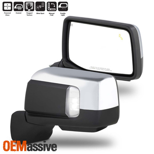 For 2019-2022 GMC Sierra 1500 Power Glass Heat Manual Folding Tow Chrome Mirror