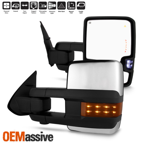 For 16-23 Toyota Tacoma [LED Turn Signal] Power Glass Heat Towing Chrome Mirror