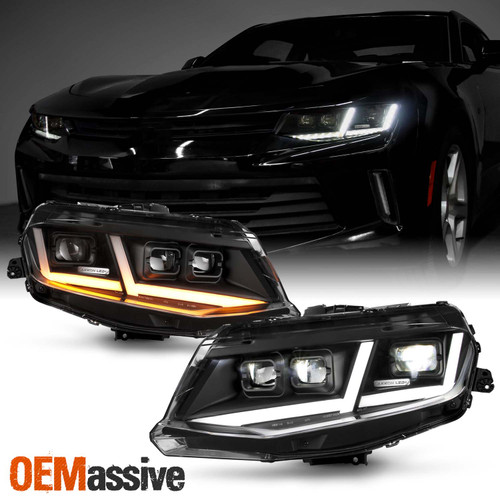 For Black 16-2018 Camaro Full LED Headlight w/Switchback Sequential Signal 16-18