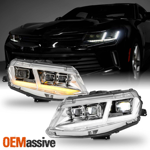 For 16-2018 Chevy Camaro Full LED Headlight w/Switchback Sequential Signal light