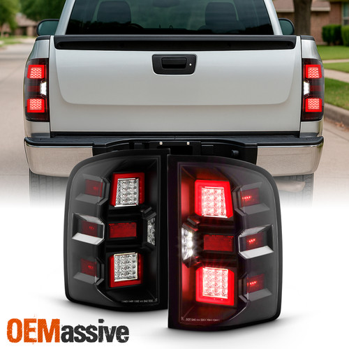 For 07-14 Chevy Silverado 1500 2500HD 3500HD Full LED Tube Signal Black TailLamp