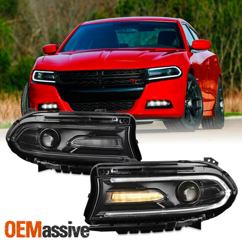 For 15-23 Dodge Charger LED DRL Halogen Headlights Lights Left+RIght 2015-2023
