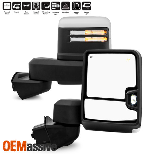 For 2019-2022 GM Sierra 1500 Power Heated Chrome Towing Mirror w/LED Turn Signal