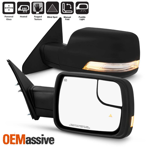 For 2019-2024 Ram 1500 Power Heat Manual Folding Towing Mirror w/LED Turn Signal