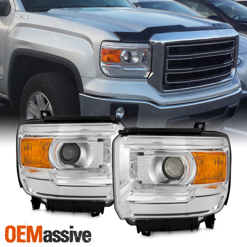 Chrome For 2014-2018 GMC Sierra 1500 15-19 Sierra 2500HD 3500HD Headlights Lamp