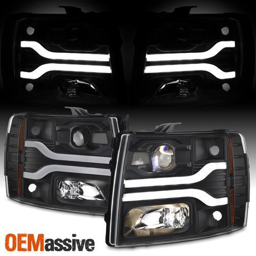 For 07-14 Chevy Silverado 1500/2500HD/3500HD [LED low Beam] Projector Headlights