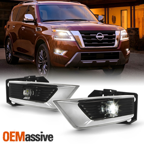 For 2021-2024 Nissan Armada LED Clear Fog Lights Pair w/ Wiring Harness Switch