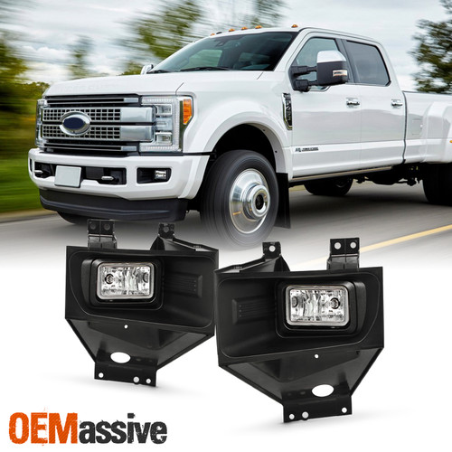 For 2017-2019 Ford F250 F350 SuperDuty Halogen Chrome Fog Lamp w/Bulb Screw Pair