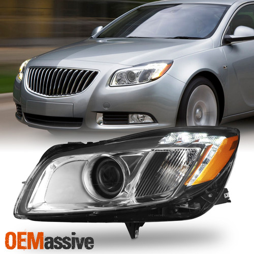 For 11-13 Buick Regal HID Projector [Clear Ring] Black Headlamp w/LED DRL Driver