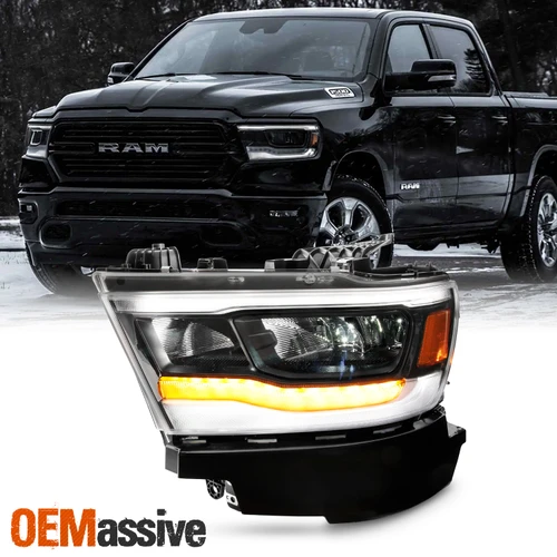 For 2019-2023 Ram 1500 [Full LED] Tube Headlight w/ Black Bezel Reflector Driver