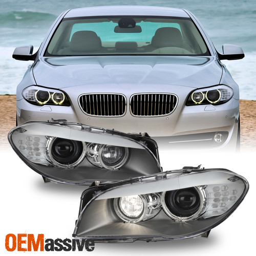 For 2011-2013 BMW F10 528i 535i 550i HID w/ AFS Projector Chrome Headlights Pair