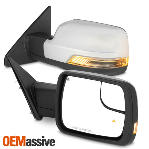 For 2019-2023 Ram 1500 Power Heat Manual Folding Chrome Towing Mirror+LED Signal