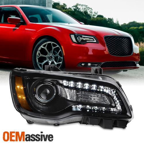 For 2015-2023 Chrysler 300 Halogen Projector Headlight Black Bezel Passenger