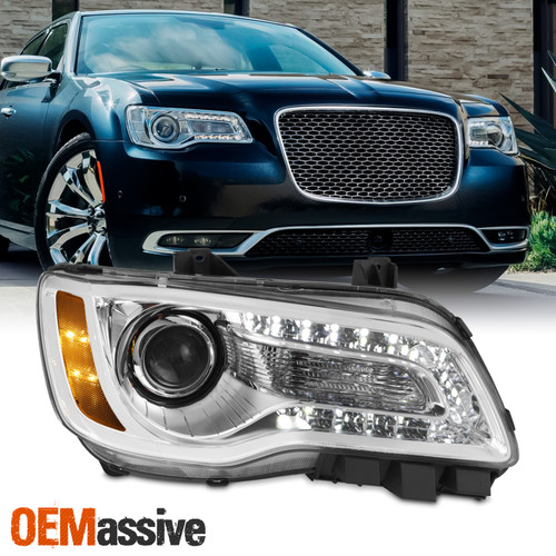 For 2015-2023 Chrysler 300 Halogen Projector Headlights Chrome Bezel Passenger