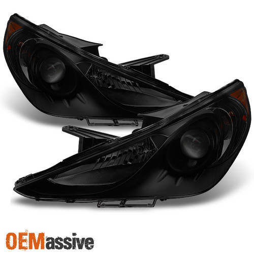 Fits 2011-2013 Sonata Black Smoke Projector Headlights Replacement Left + Right