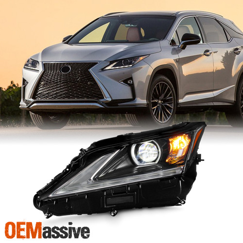 For 2016-2019 Lexus RX350 RX450 LED DRL Projector Black Headlight w/Non-AFS Left
