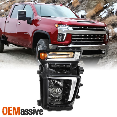 For 20-23 Chevy Silverado 2500HD 3500HD LT/WT LED DRL Black Headlight Passenger