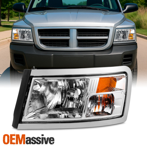 For 2008-2011 Dodge Dakota Pickup Halogen Type Headlights Assembly Chrome Left