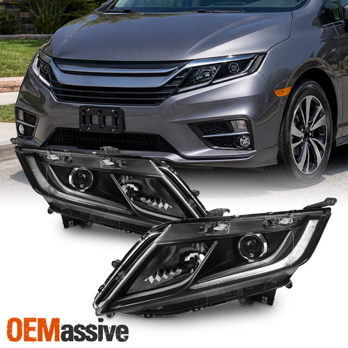 For 2018-2020 Honda Odyssey Minivan Projector Headlights [w/DRL] Black Pair/Set