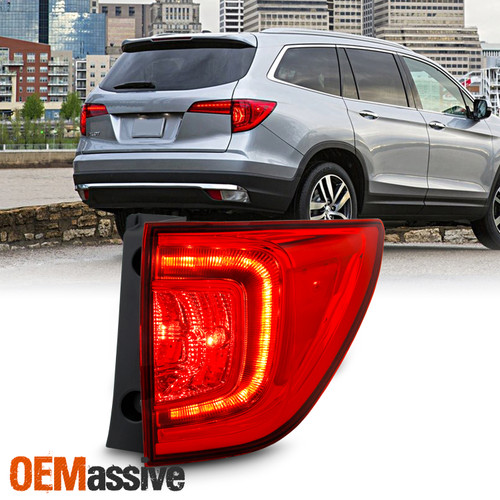 For 2016-2018 Honda Pilot SUV LED Bar DRL Chrome Red Tail Light Outer Passenger