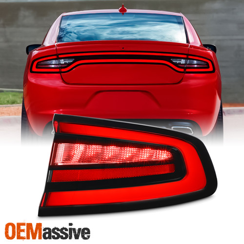 For 2015-2022 Dodge Charger LED DRL Chrome Red Clear Tail Light Outer Passenger