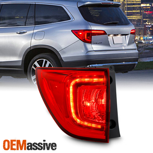For 2016-2018 Honda Pilot SUV LED Bar DRL Chrome Red Clear Tail Light Outer Left