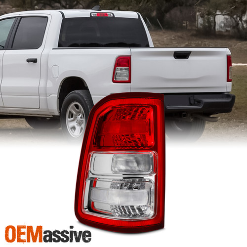 For 19-23 Ram 1500 Big Horn/Tradesman Halogen Chrome Bezel Red Tail Light Driver