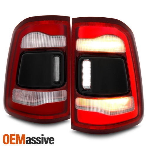 For 2019-2024 Dodge Ram Rebel LED Tail Lights w/Blind Spot Senser Black Assembly