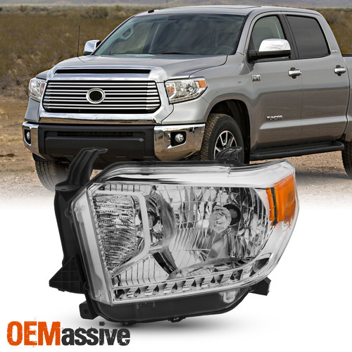 For 2014-2021 Toyota Tundra [Halogen Type] Chrome Headlight Headlamp Driver Left