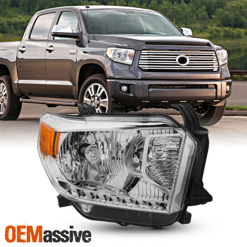 For 2014-2021 Toyota Tundra [Halogen Type] Chrome Headlight Passenger Right Side