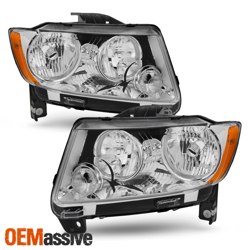 For 11-13 Jeep Grand Cherokee Non-Projector Headlights Assembly Chrome Headlamp