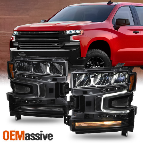 For 19-21 Chevy Silverado 1500 LED DRL w/Halogen Signal Headlight Assembly