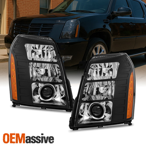 For 2007-2014 Cadillac Escalade ESV EXT Black Headlights Light HID Type 07-14