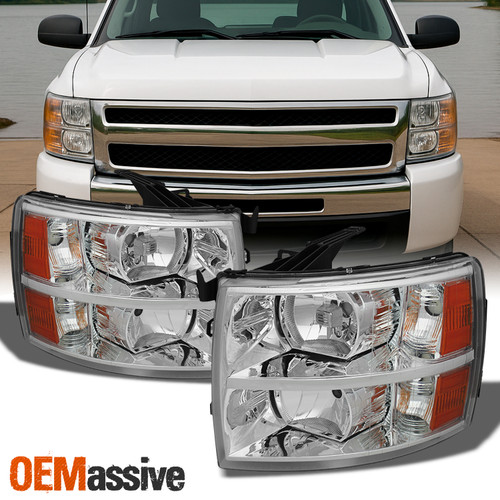 Fits 07-14 Silverado Headlight Headlamps Lights Aftermarket 2007-2014 Left+Right