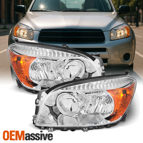 Fits 2006 2007 2008 Toyota Rav4 Left + Right Side Headlights Front Lamps Pair