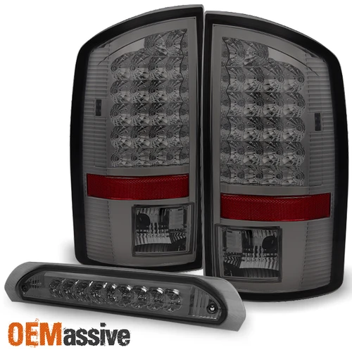Fit 2002-2006 Ram 1500 03-06 2500 3500 Smoked LED Tail Lights+3rd Brake Lights
