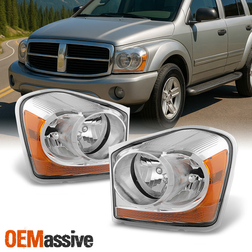 Fit 2004-2006 Dodge Durango Clear Replacement Headlights Front Lamps  L+R