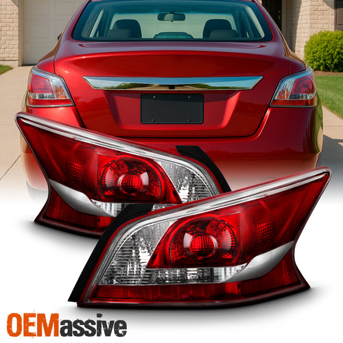 For 2013-2015 Altima Sedan 4Door Red Clear Tail Light Brake Lamp Pair Left+Right