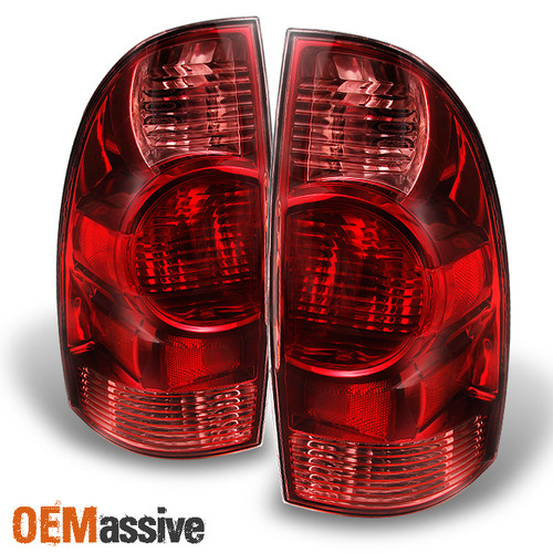 Fits 05-08 Tacoma Pickup Truck Red Clear Taillights Rear Brake Lamp Set