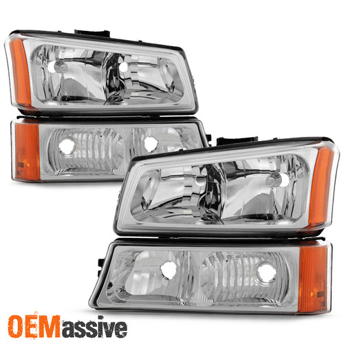 Fit 2003-2006 Chevy Silverado 2003-06 Avalanche Headlights+Bumper Signal Lights