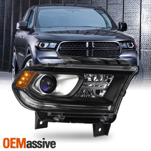 For 14-17 Dodge Durango Halogen Projector Black Headlight Passenger w/o LED DRL