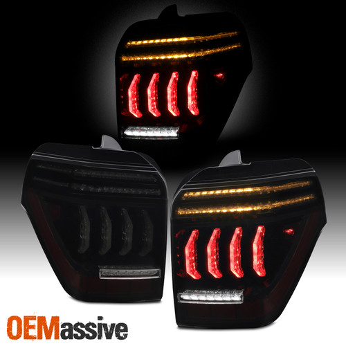 For 10-22 Toyota 4Runner LED Tube w/Sequential TurnSignal Black Smoke Tail Light