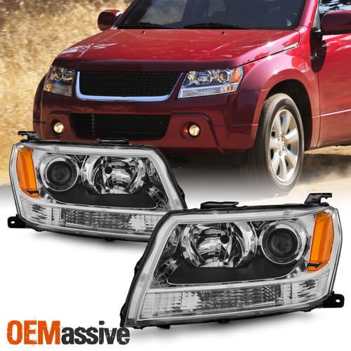 For 2006-2008 Suzuki Grand Vitara Halogen Projector Chrome Headlights Pair LH+RH