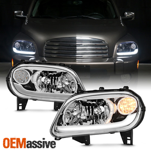 For 2006-2011 Chevy HHR Halogen Headlight w/LED Bar Chrome Housing Lamp Assembly
